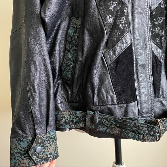 vintage 80s patchwork leather bomber jacket - Picture 4 of 15